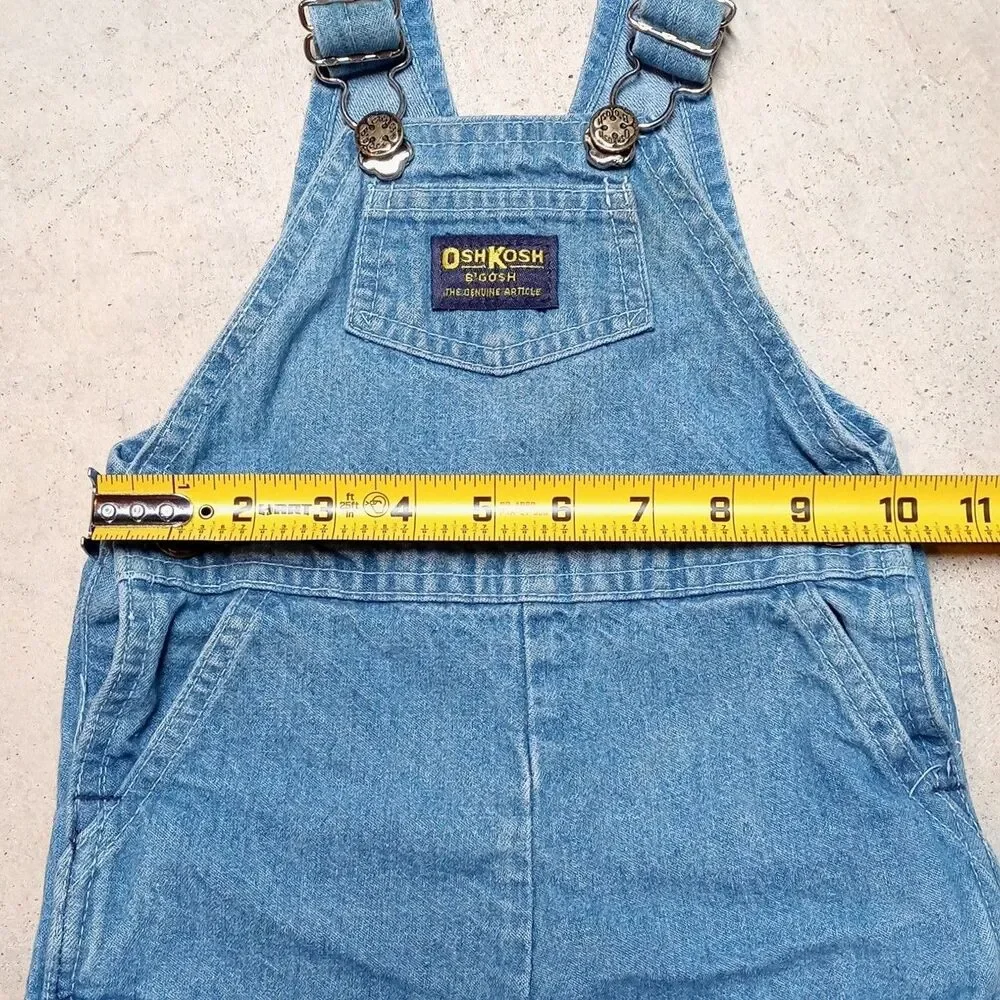 Vintage OshKosh B’gosh Made In USA Denim Jean Overalls Shorts Vestbak 18 Months